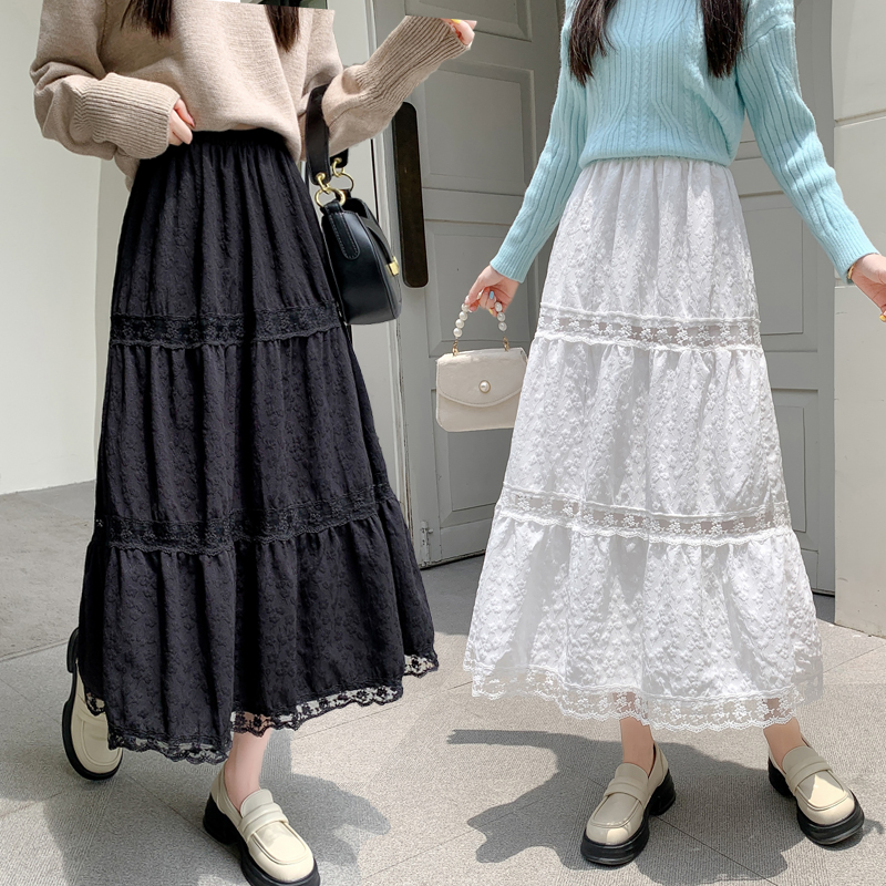 High waist lace long skirt slim skirt for women