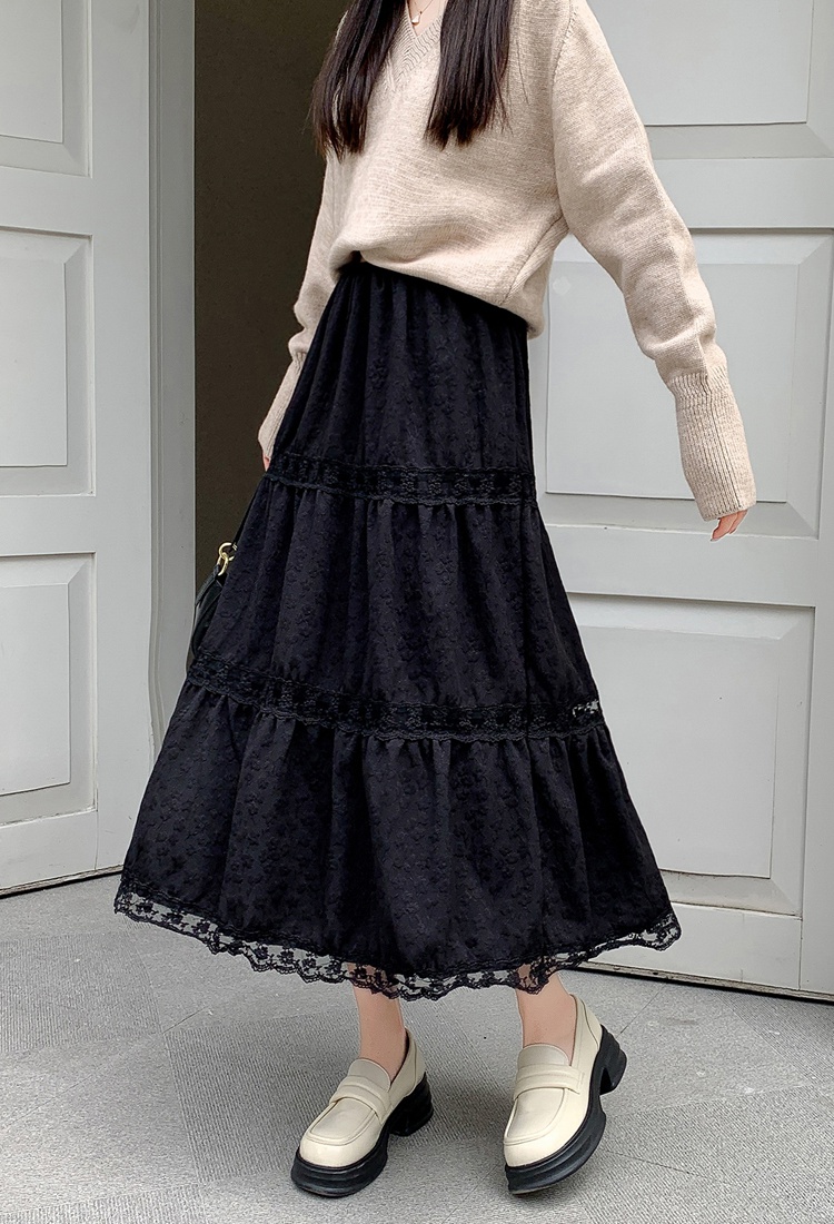 High waist lace long skirt slim skirt for women