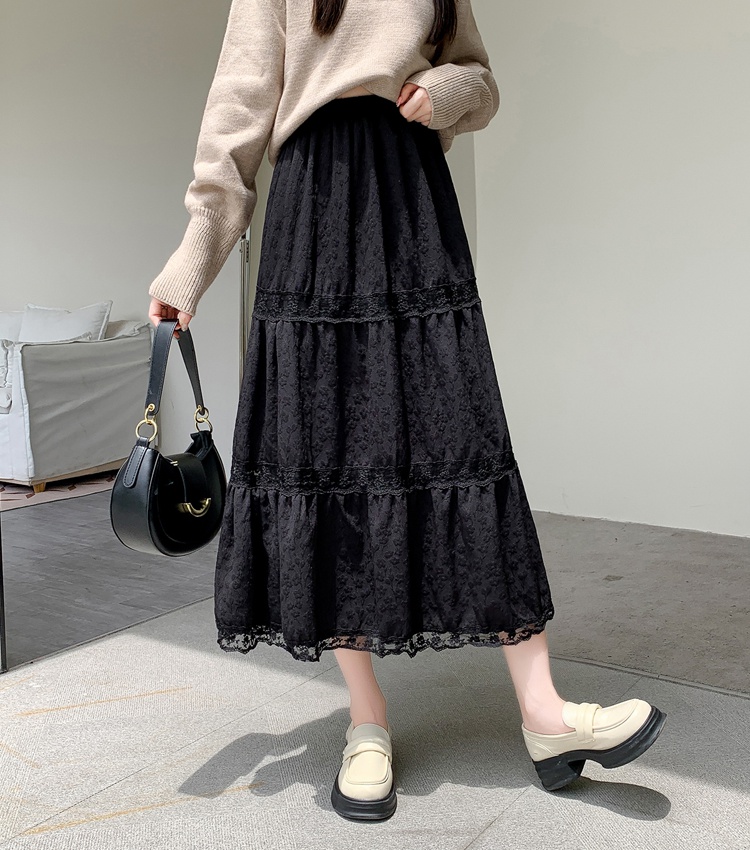 High waist lace long skirt slim skirt for women