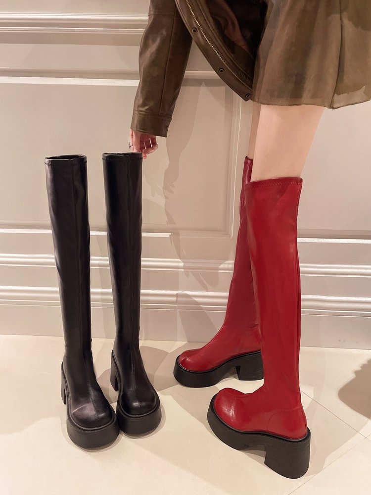 Thick crust high-heeled winter thick thigh boots