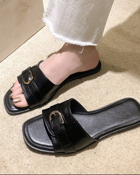 Flat France style shoes open toe lady slippers