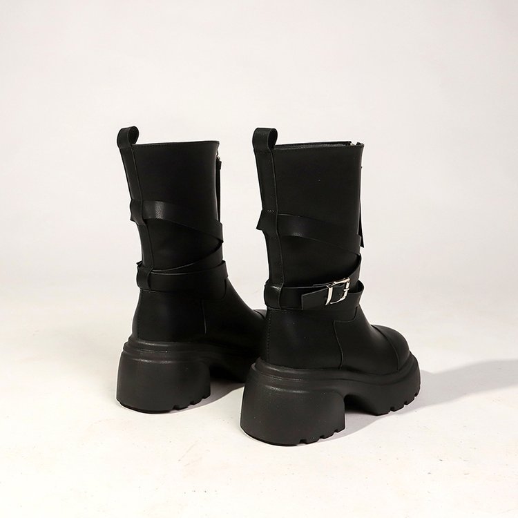 Thick crust boots front zip martin boots for women