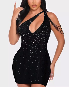 Package hip European style rhinestone dress