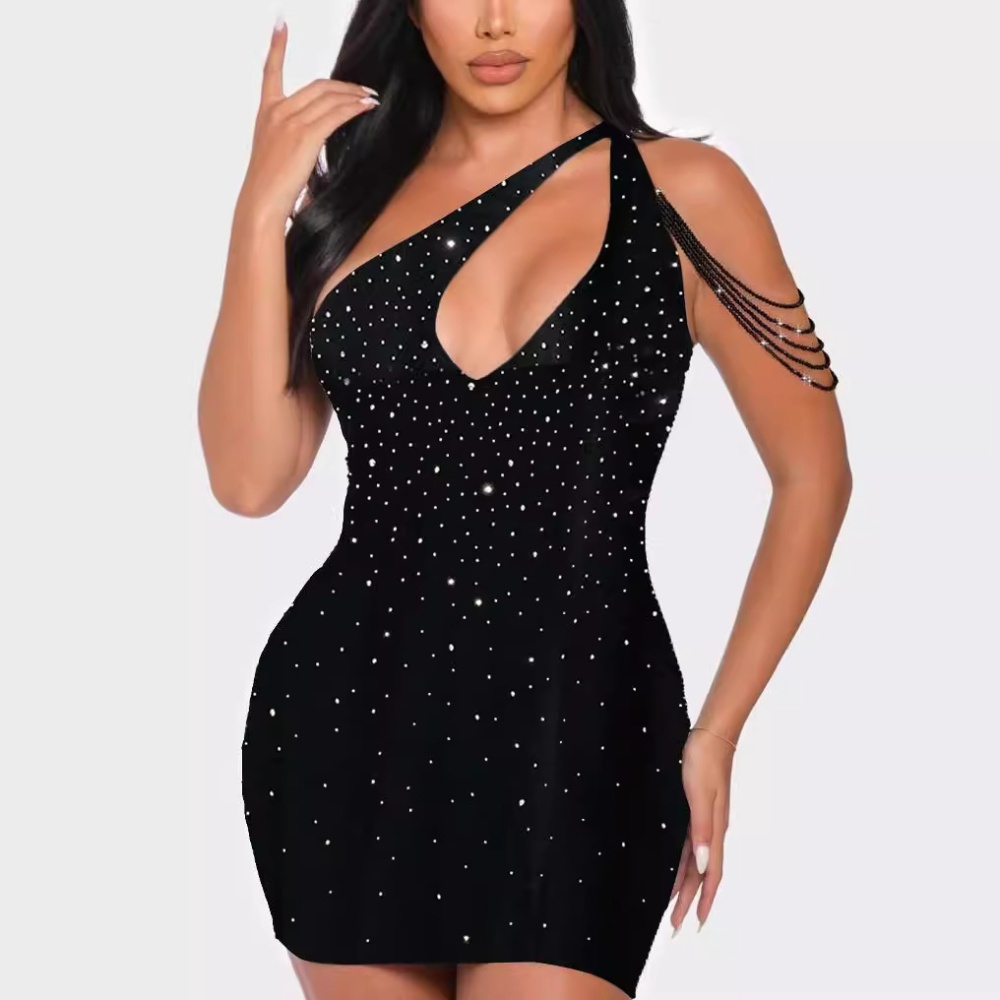 Package hip European style rhinestone dress