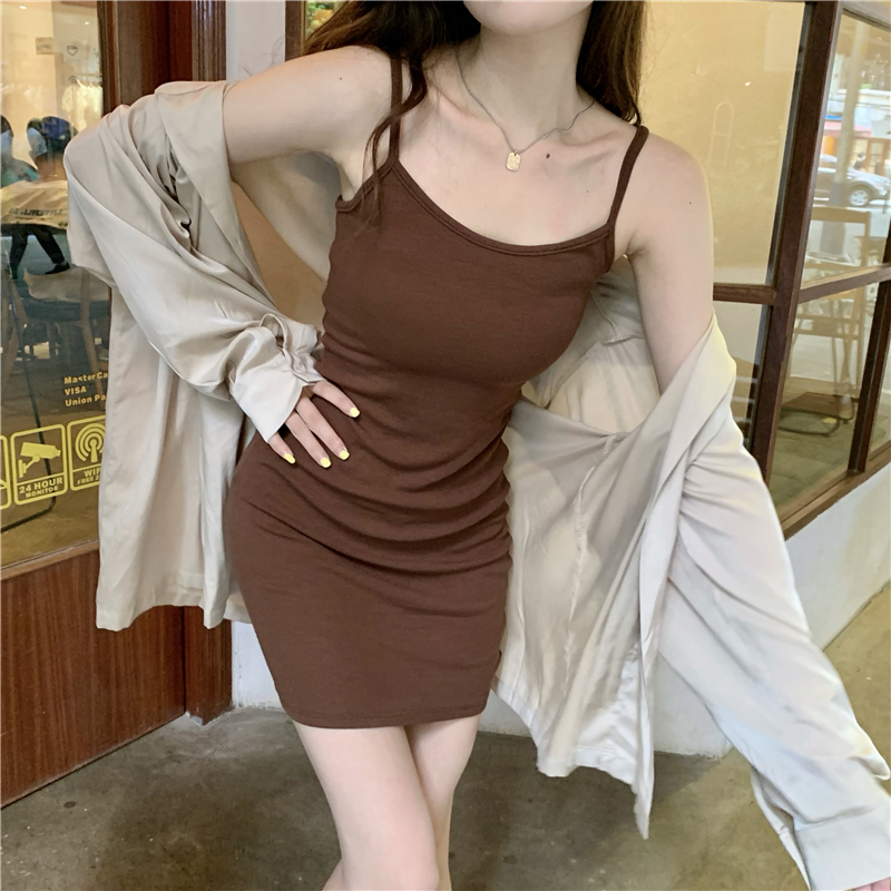 Sexy knitted package hip strap dress