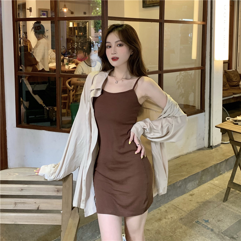 Sexy knitted package hip strap dress