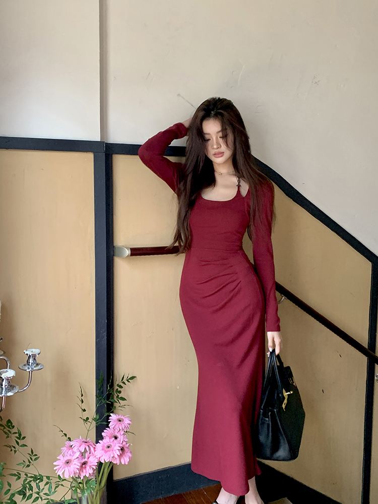 Package hip dress autumn and winter long dress for women