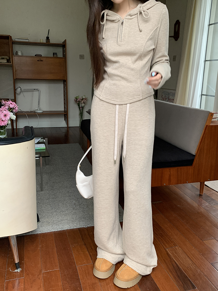 Loose Casual tops pullover long pants 2pcs set for women