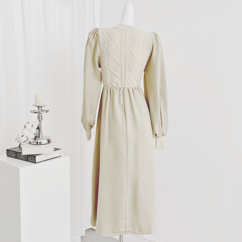 Pure Pseudo-two pullover A-line all-match dress