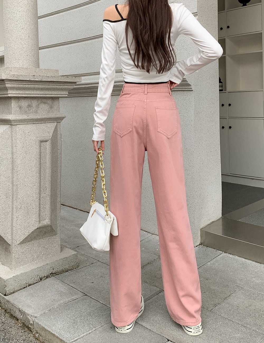 Mopping retro jeans straight wide leg long pants