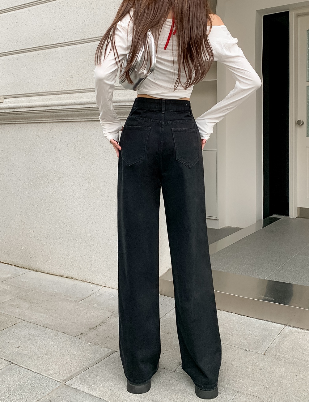 Mopping retro jeans straight wide leg long pants