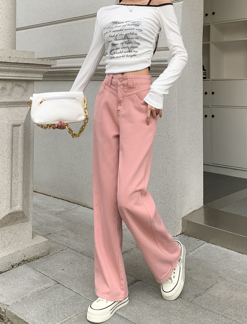 Mopping retro jeans straight wide leg long pants