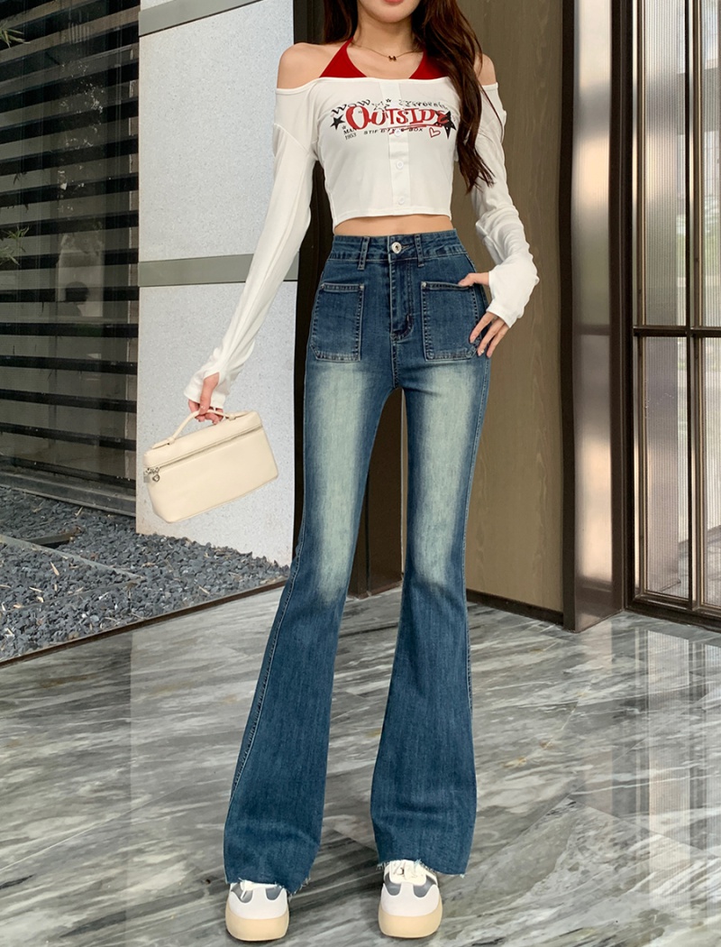 Autumn jeans high waist long pants for women