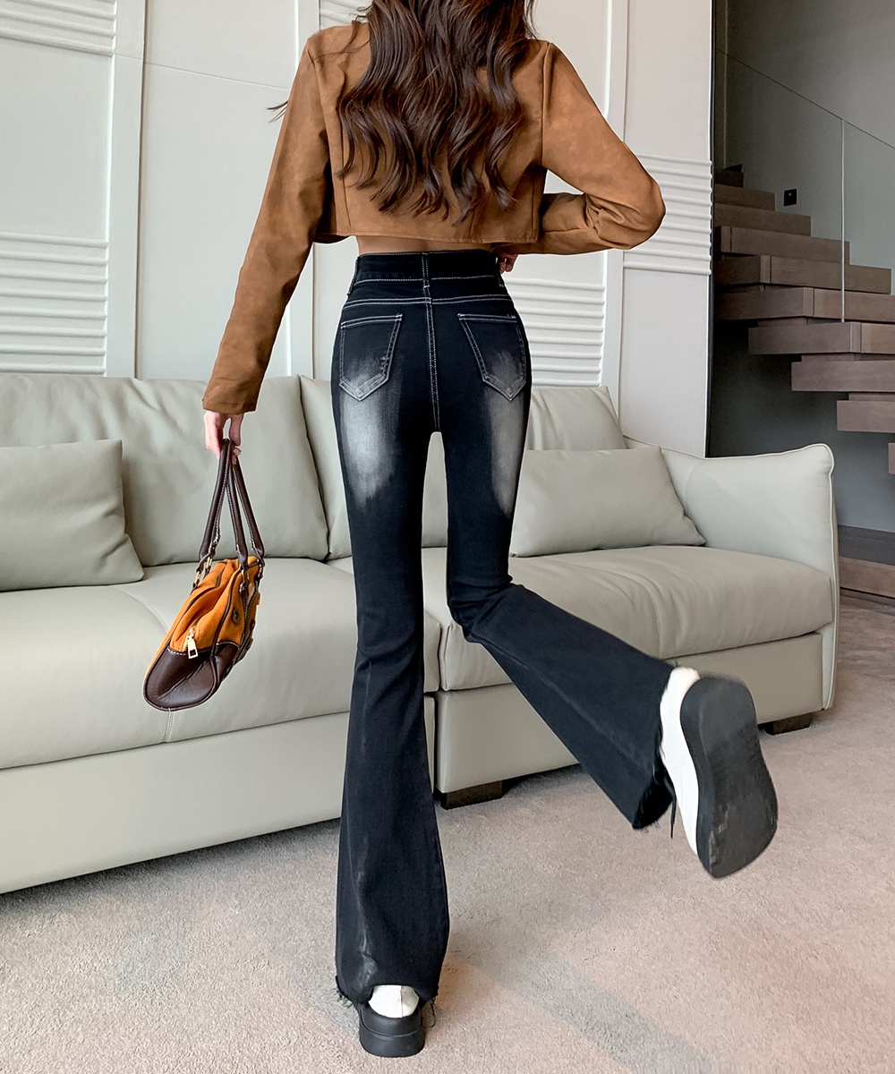 Autumn jeans high waist long pants for women