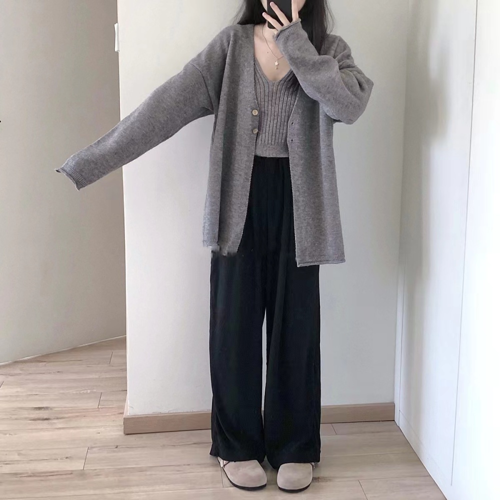 Loose sweater spring and autumn coat 2pcs set