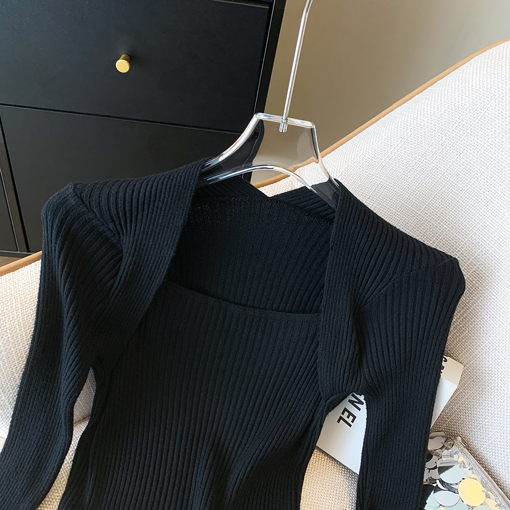 U-neck slim bottoming shirt temperament sweater for women