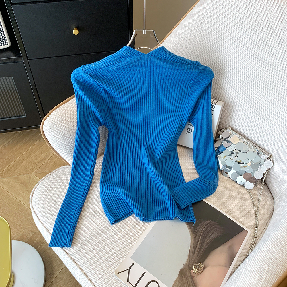 U-neck slim bottoming shirt temperament sweater for women