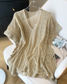 Lazy knitted hollow shirts Korean style frenum smock