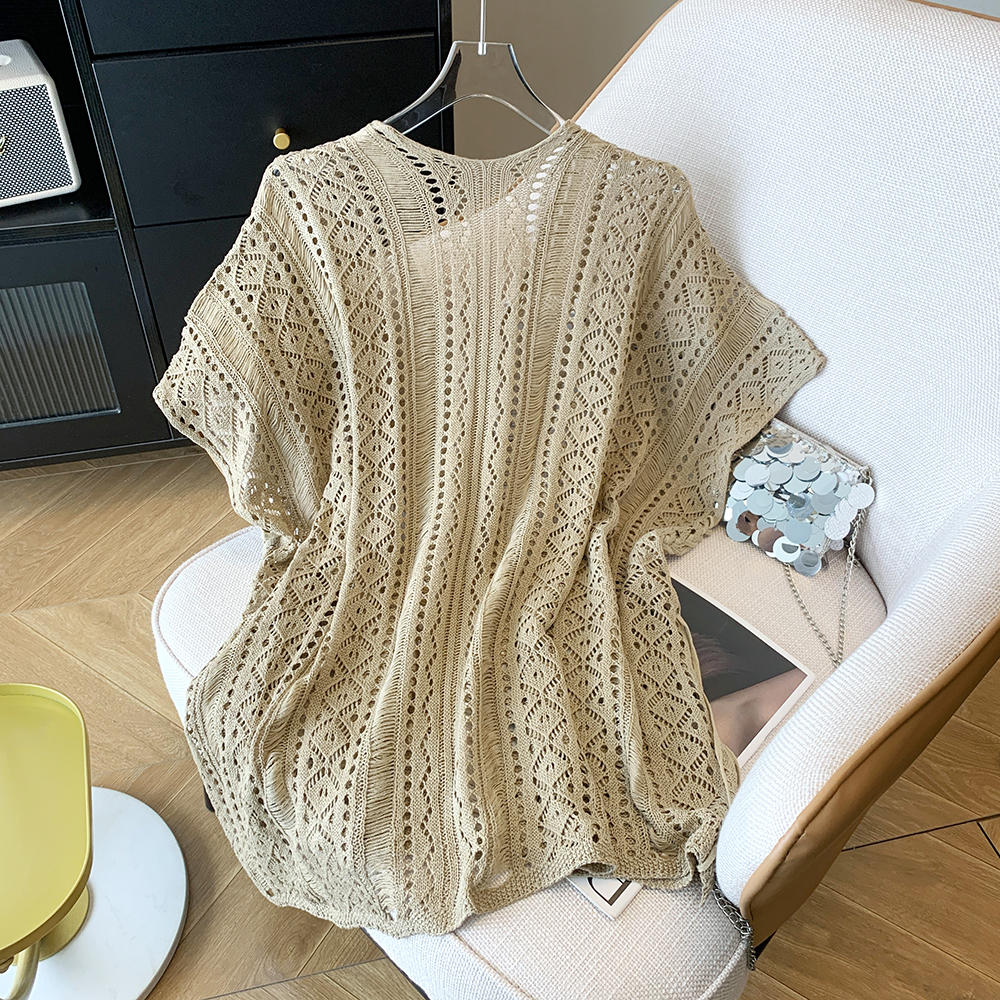 Lazy knitted hollow shirts Korean style frenum smock