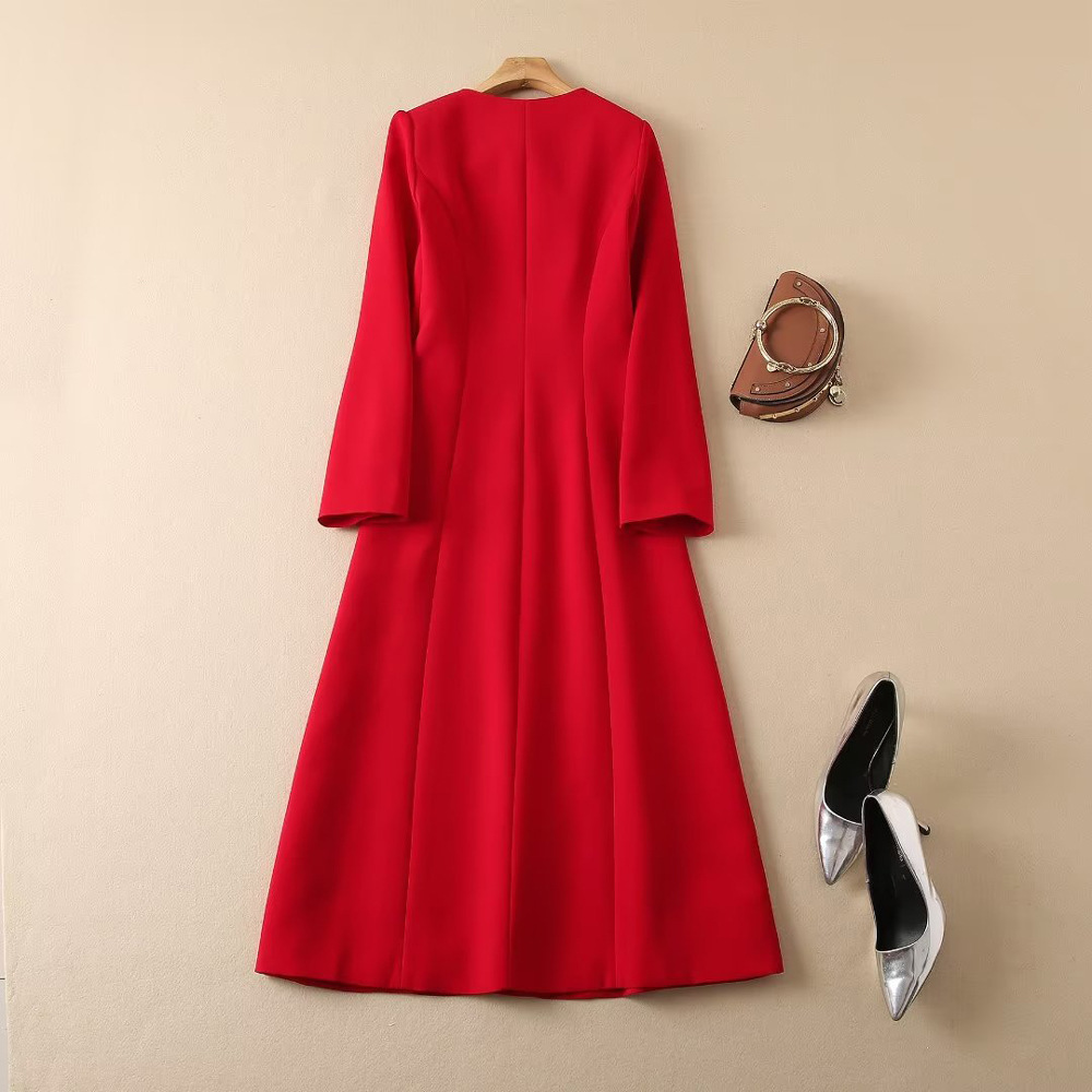 Autumn temperament long sleeve long dress for women