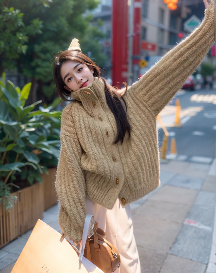 Knitted Korean style tops loose sweater for women