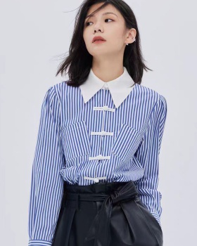 Loose niche shirt long sleeve splice tops for women