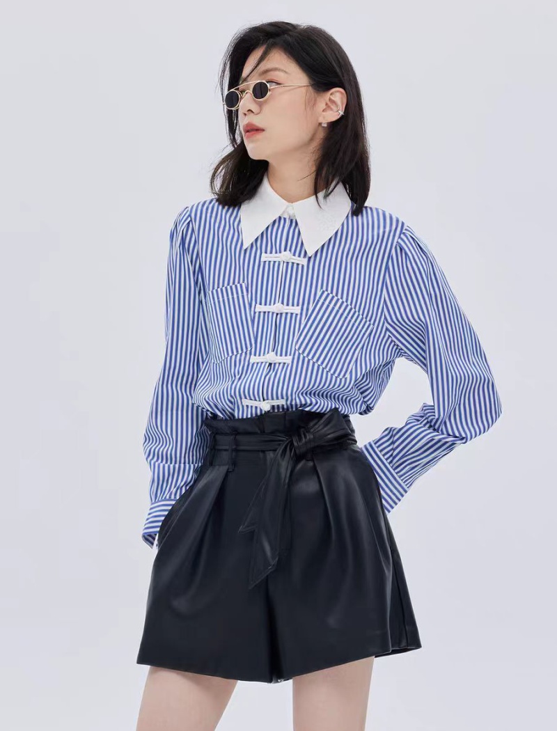 Loose niche shirt long sleeve splice tops for women