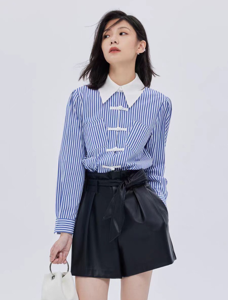 Loose niche shirt long sleeve splice tops for women