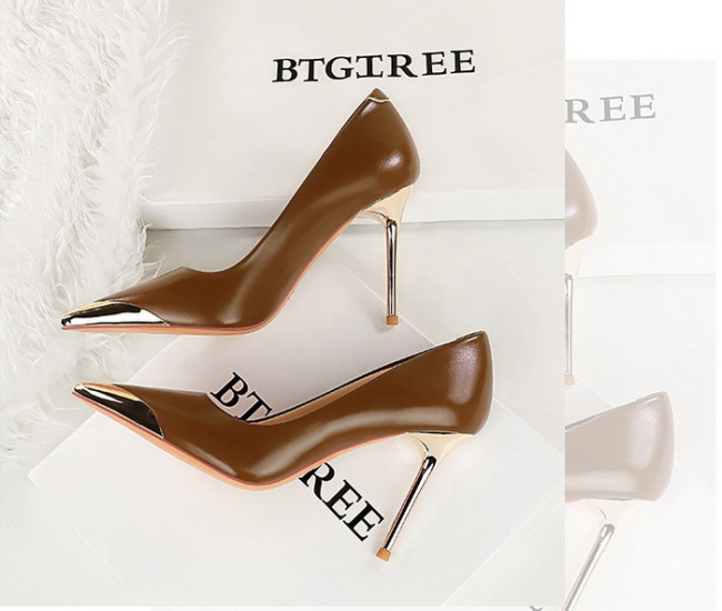 Metal shoes European style high-heeled shoes for women