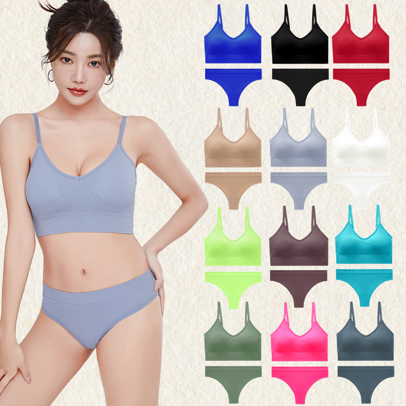 Yoga European style briefs beauty back sexy Bra a set