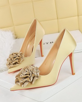 Fashion satin low light luxury flowers shoes for women