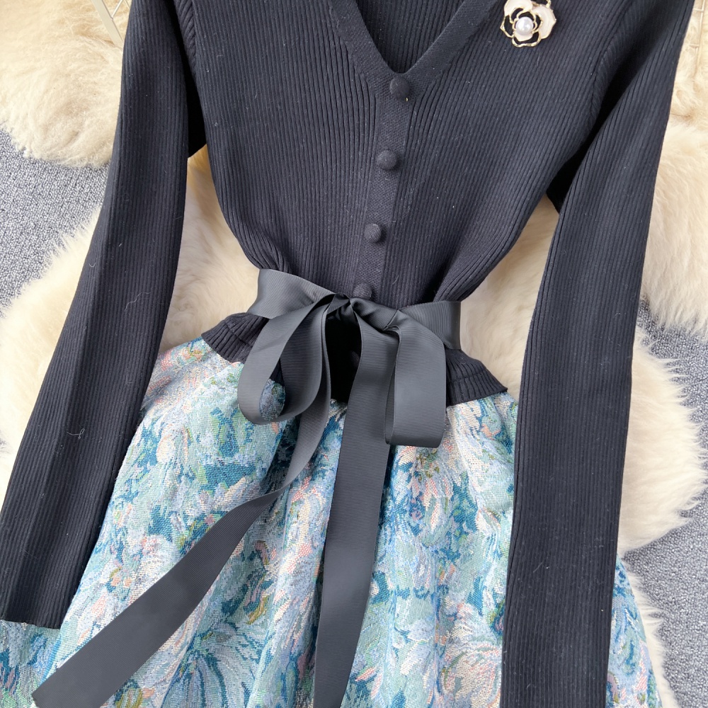 Inside the ride pinched waist retro France style dress