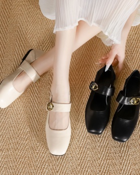 Autumn France style flat chanelstyle square head shoes