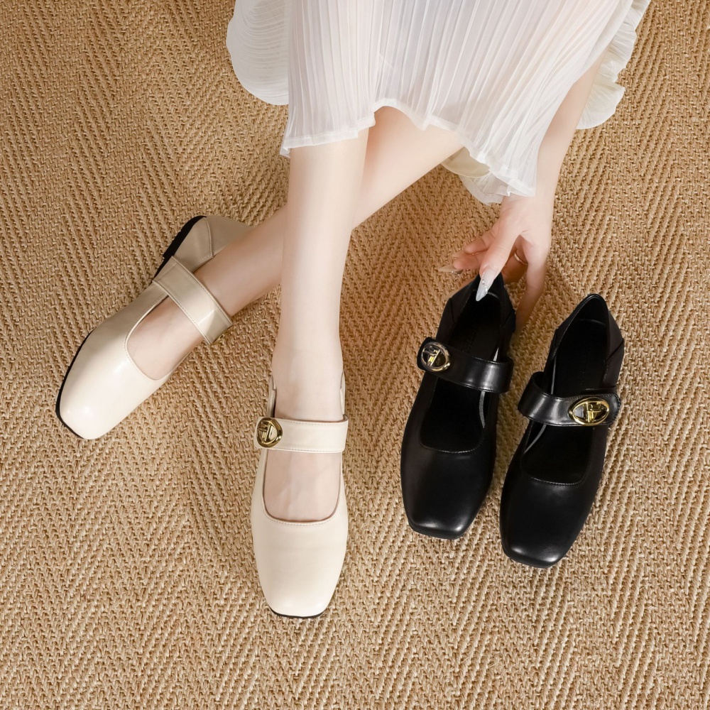 Autumn France style flat chanelstyle square head shoes