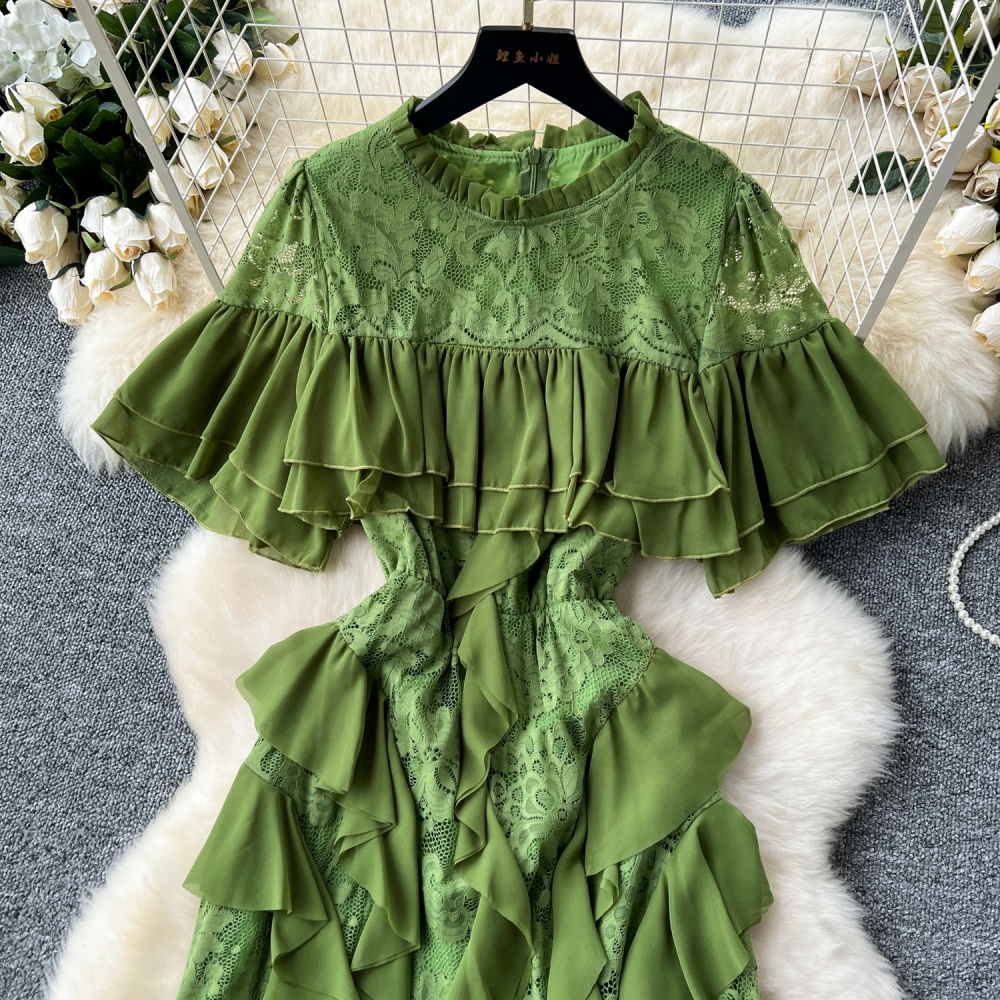 Lotus leaf edges long dress dress for women