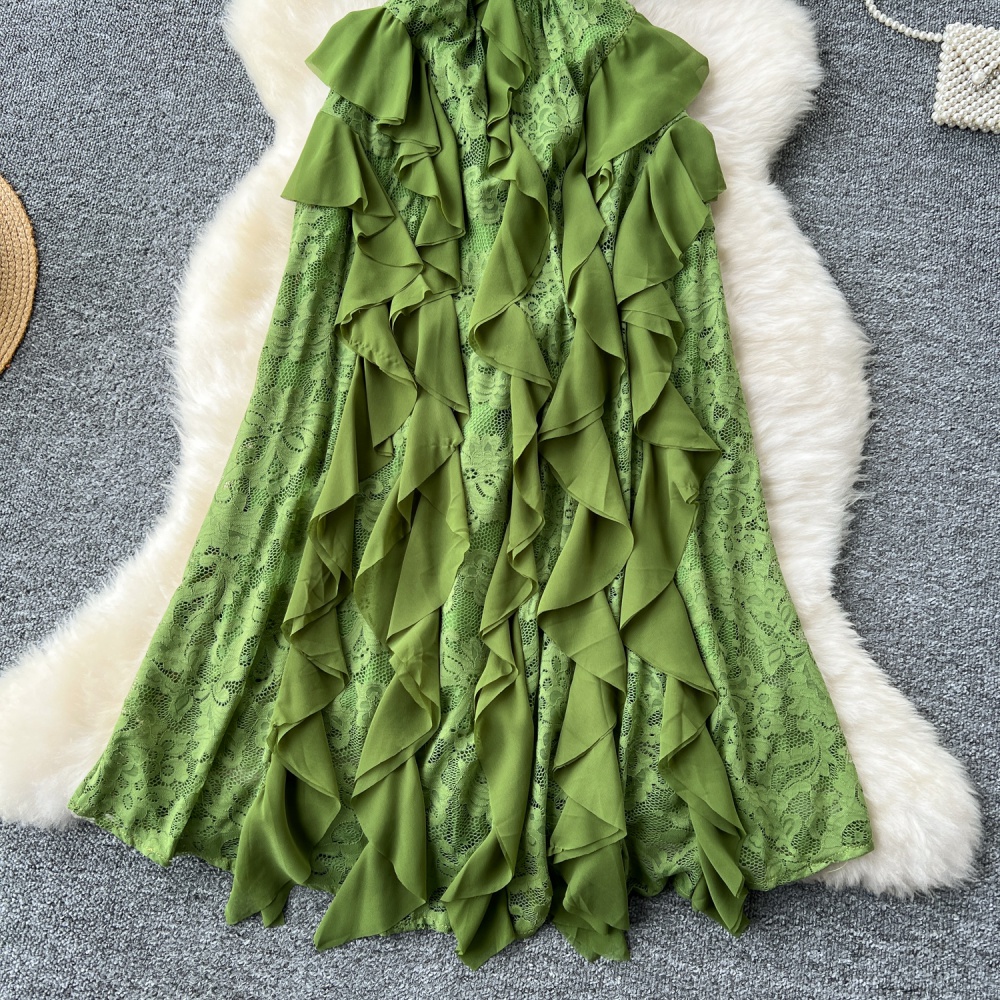 Lotus leaf edges long dress dress for women