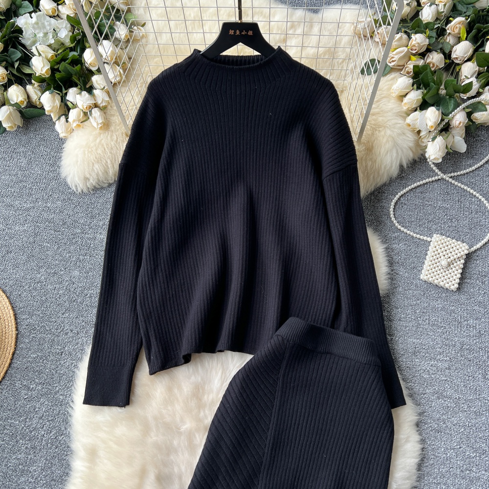 Inside the ride skirt pullover sweater 2pcs set for women