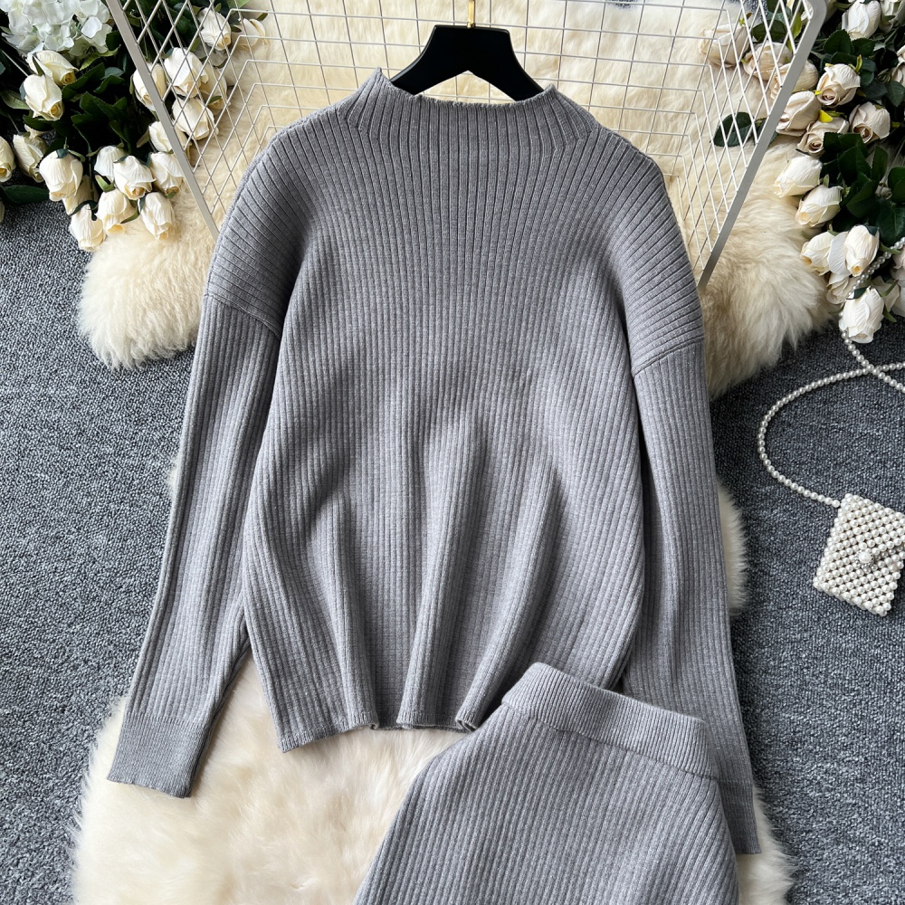 Inside the ride skirt pullover sweater 2pcs set for women