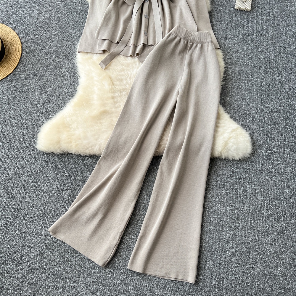 Western style long pants cardigan a set for women