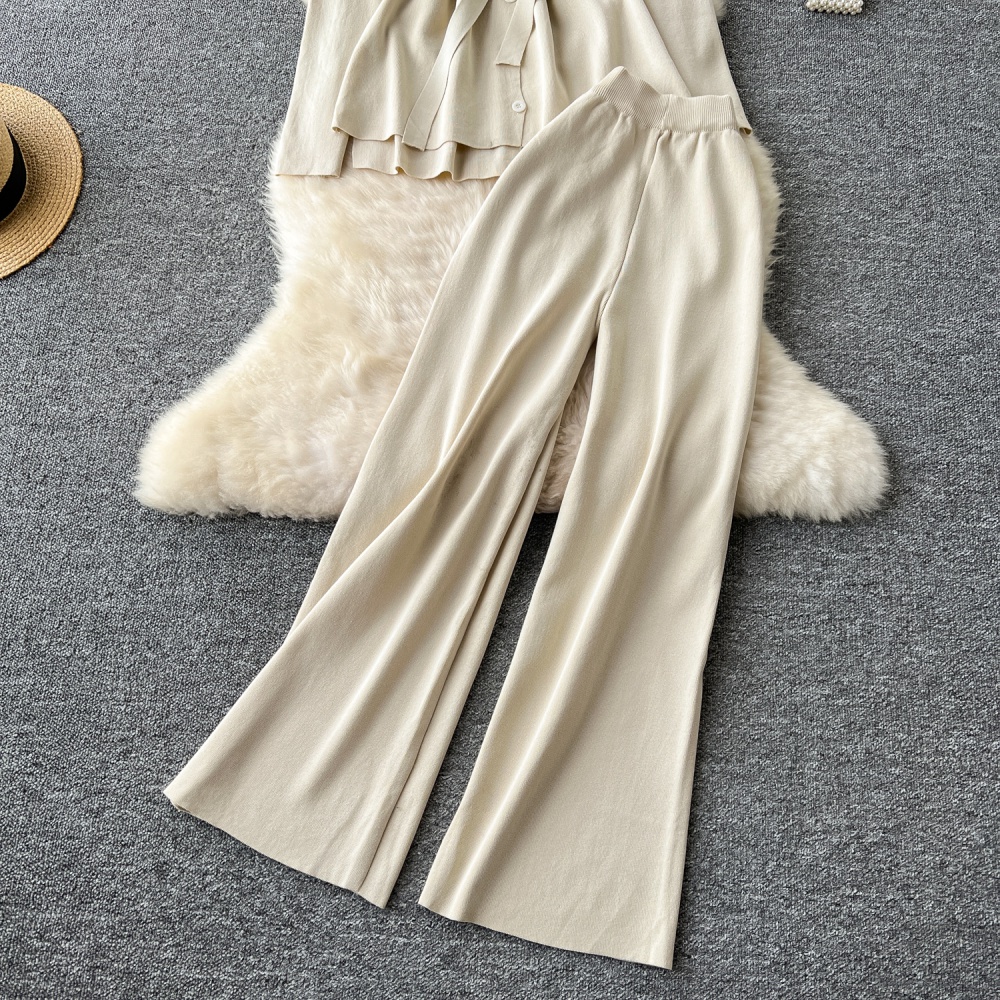 Western style long pants cardigan a set for women