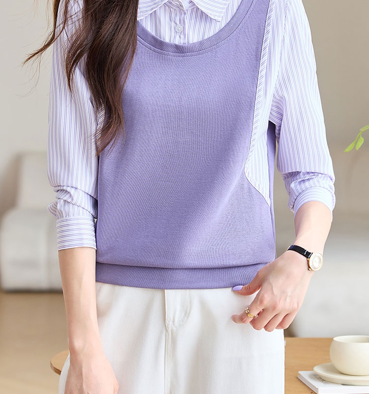 Cover belly small shirt Pseudo-two shirt for women