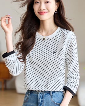 All-match long sleeve tops round neck autumn T-shirt for women