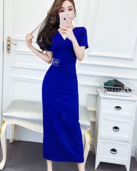 Beading temperament long dress ladies formal dress