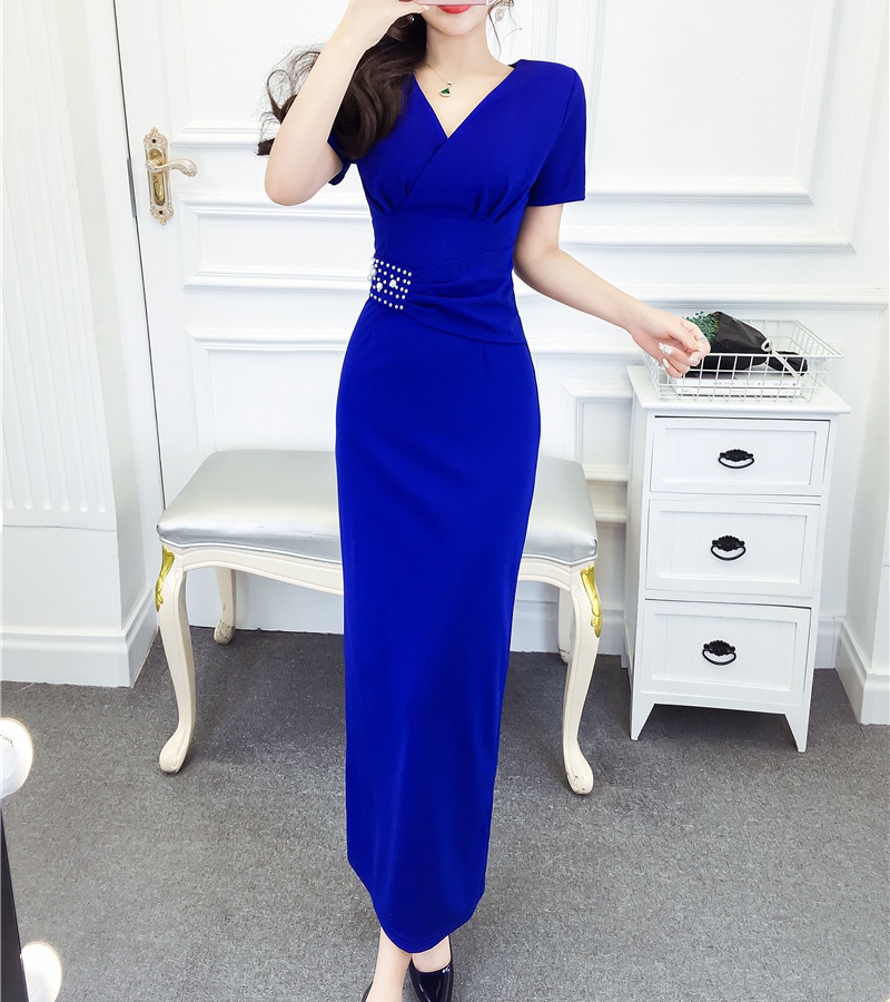 Beading temperament long dress ladies formal dress