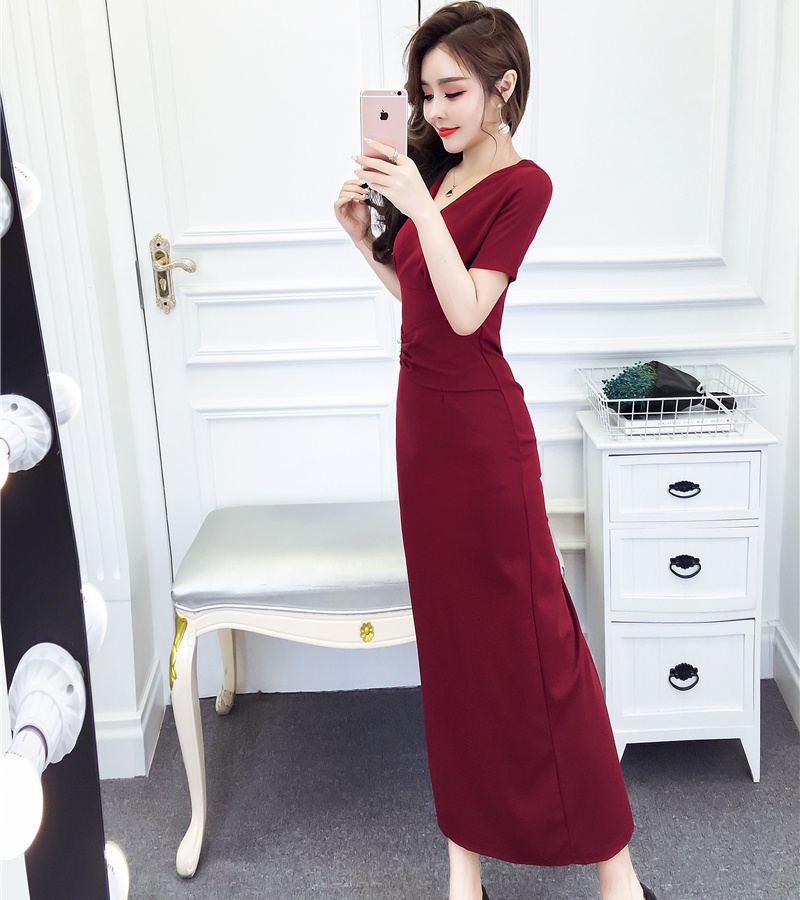 Beading temperament long dress ladies formal dress