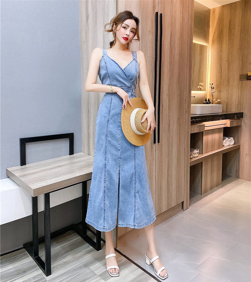 Fashion summer formal dress denim long dress