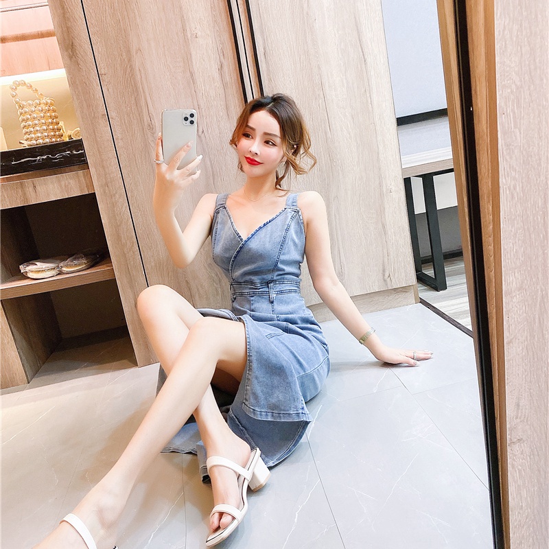 Fashion summer formal dress denim long dress