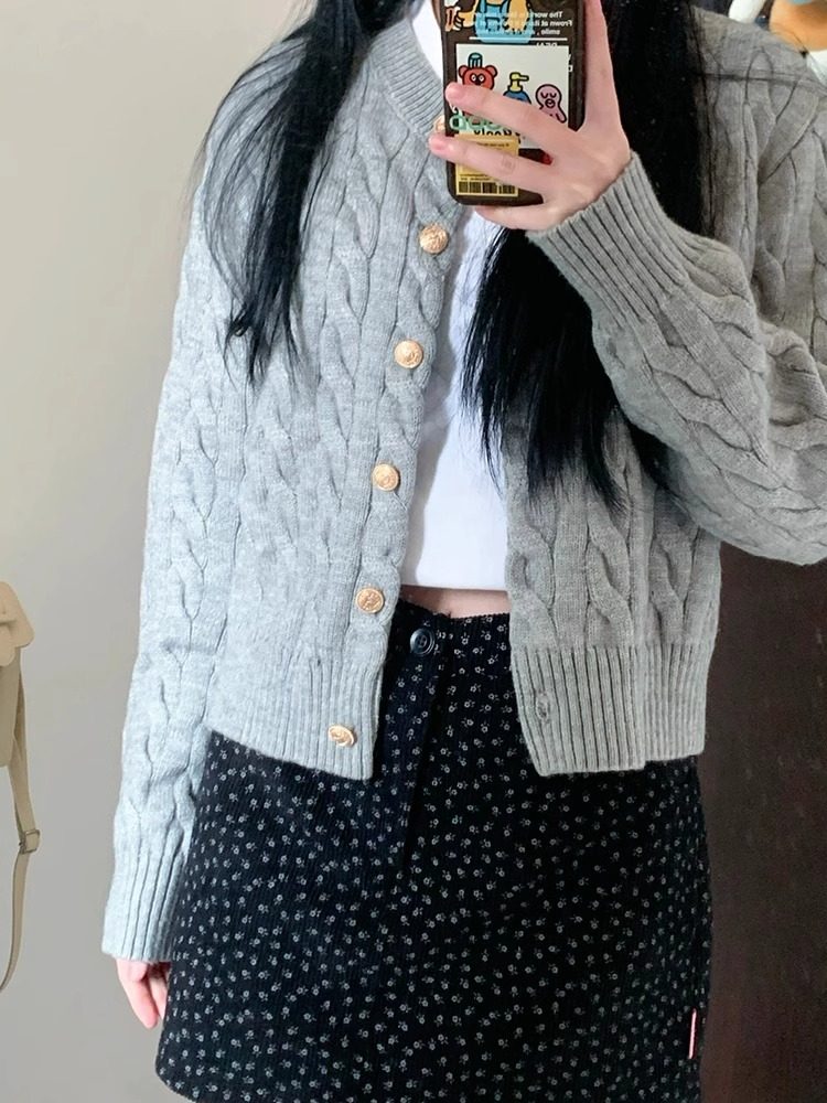 College style autumn Korean style tops all-match gray sweater