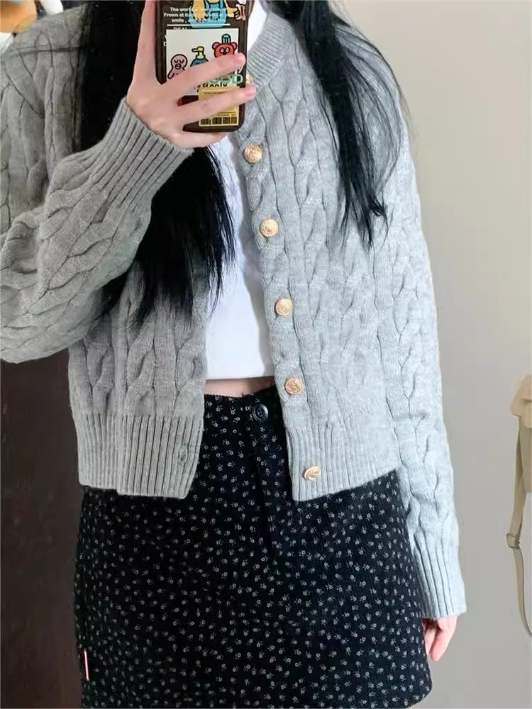 College style autumn Korean style tops all-match gray sweater