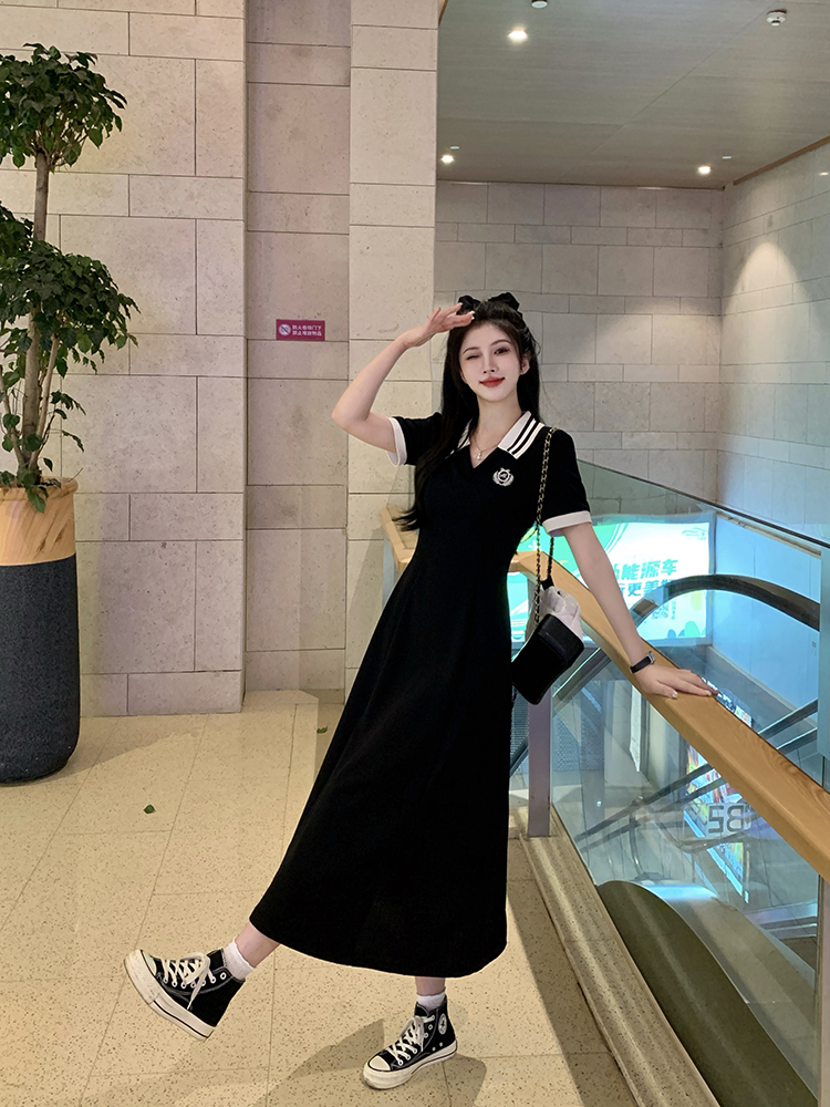 Long large yard college style summer dress for women